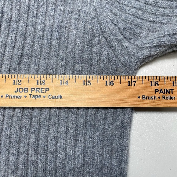 LL Bean Commando Sweater M Mens Merino Lambswool Gray Ribbed Pullover - Picture 4 of 8